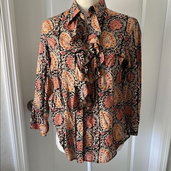 Ralph Lauren Paisley Blouse - Black and Orange - Picture 1 of 7
